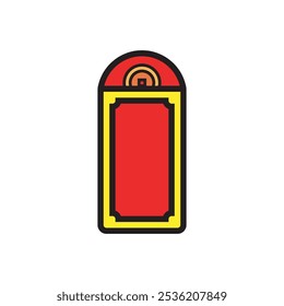 red envelope with coins tucked inside, Chinese envelope, red angpao, Chinese New year, envelope for wedding, lunar year, birthday sign, vector design illustration. 