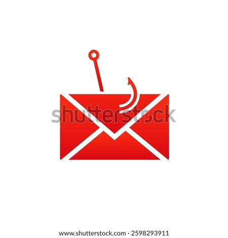 A red envelope with a fish hook illustrates email phishing, highlighting cybersecurity risks.