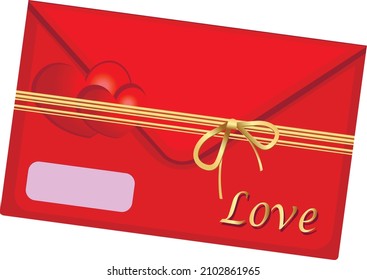 Sobre rojo con cuerda dorada para el día de las tarjetas