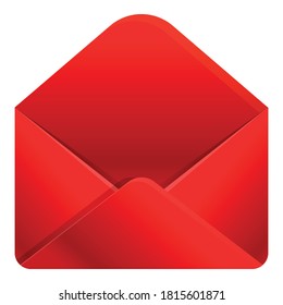 Icono de sobre rojo. Dibujo del icono del vector del sobre rojo para el diseño web aislado en fondo blanco