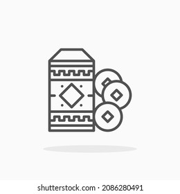 Red Envelope icon. Editable Stroke and pixel perfect. Outline style. Vector illustration. Enjoy this icon for your project.