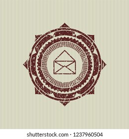 Red envelope icon inside distress rubber grunge seal