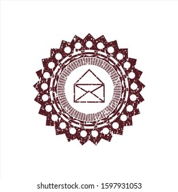 Red envelope icon inside grunge seal
