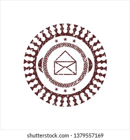 Red envelope icon inside rubber grunge stamp