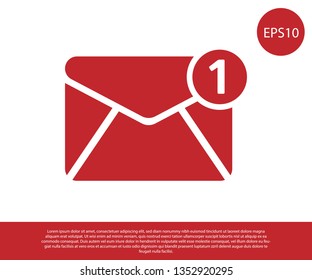 Red Envelope icon isolated on white background. Received message concept. New, email incoming message, sms. Mail delivery service. Vector Illustration