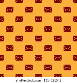 Red Envelope icon isolated seamless pattern on brown background. Email message letter symbol. Vector Illustration
