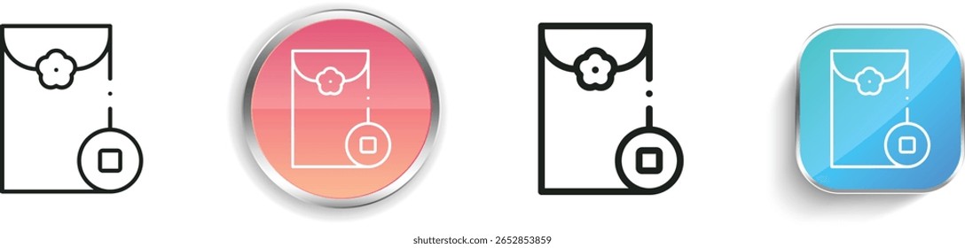 red envelope icon. Thin Linear, Regular and Button Style Design Isolated On White Background