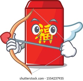 red envelope isolated with the cartoon cupid