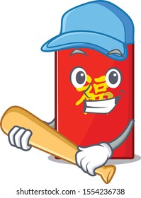 red envelope isolated with the cartoon playing baseball