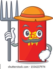 red envelope isolated with the farmer cartoon