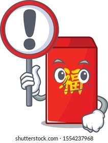 red envelope isolated with the with sign warning cartoon