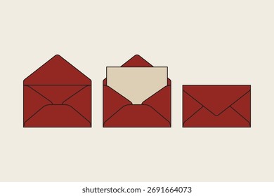Red envelope on beige background 