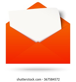 red envelope opened with empty white paper and shadow