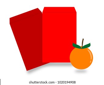 Red envelope with orange Use as a gift on Chinese New Year.