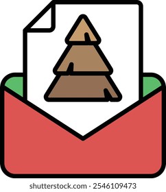 A red envelope with a tree on it. The tree is brown and has a brown trunk