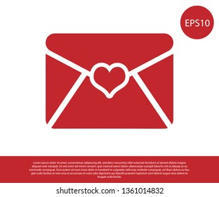 Red Envelope with Valentine heart icon isolated on white background. Letter love and romance. Vector Illustration
