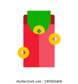 Red envelope vector, Chinese lunar new year flat design icon