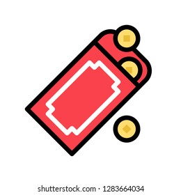 Red envelope vector, Chinese New Year related filled design icon editable stroke