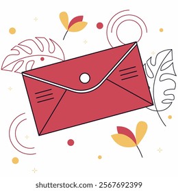 A red envelope with a white background chinese new year. Concept of warmth and love, as it is often associated with sending letters or gifts to loved ones