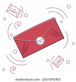 A red envelope with a white background chinese new year. Concept of warmth and love, as it is often associated with sending letters or gifts to loved ones