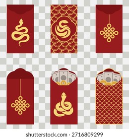 Sobres rojos con Diseños de oro Vector para celebraciones y regalos