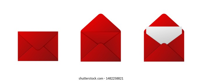 Red envelopes on white background. Vector illustration.