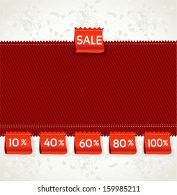 Red environment arrival label sale percents on the fabric