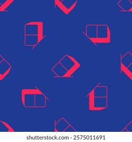 Red Eraser or rubber icon isolated seamless pattern on blue background.  Vector