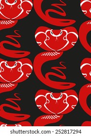 Red erect cobra, seamless pattern, vector design