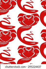 Red erect cobra, seamless pattern, vector design