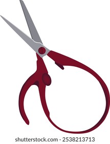 Red ergonomic scissors featuring rounded handles for a comfortable grip, ideal for various cutting tasks