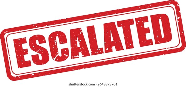 Red Escalated Rubber Stamp Word Text Written in Grunge Vector in Round Double Border, Vintage, Transparent Background