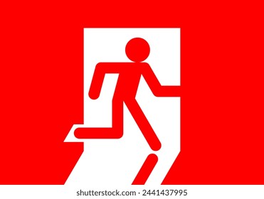 Rote Flucht-Notausgang-Symbol flache Vektor-Design