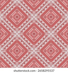 Rote ethnische Boho nahtlose Muster. Indianer, Navajo-Muster, Stammes-Vektortextur. Aztekischer Schmuck. Design für schwarzen Boden Capet , Vorhänge, Decken, Kann im Design für Kleidung verwendet werden.
