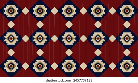 Teppich im indigenen mexikanischen Stil, nahtlose Muster aus der Navajo-Vektorgrafik, geometrisches Muster aus der Ethnie der Ikat-Textur. Nahtlose Muster aus der Textil-Modekette Ikat und Textur aus Batikgewebe .