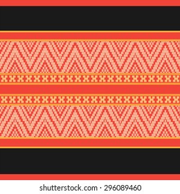 Red ethnic ornamental textile geometric motifs pattern.