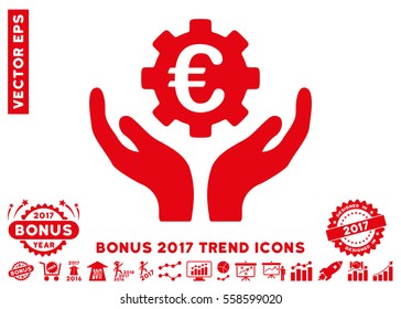 Red Euro Maintenance Hands icon with bonus 2017 year trend design elements. Vector illustration style is flat iconic symbols, white background.