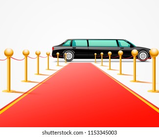 Red event carpet isolated on a white background. Vector illustration