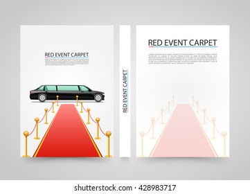Red event carpet isolated on a white background. A4 size cover paper, Vector illustration