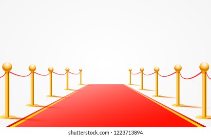 Red event carpet on the white background. Vector illustration