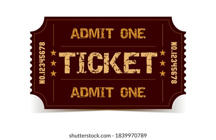 Red event vintage ticket. Admit one