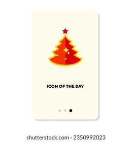 Red evergreen tree flat icon. New Year, Christmas, present isolated vector. Holiday and entertainment concept. Vector illustration symbol elements for web design
