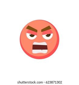 Red evil emoji icon for app game, ui or web design template. Vector emotion sign face eps10