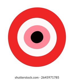 Red evil eye symbol for courage. An icon composed of red, white and black concentric circles. It represents emotional strength, passion and fear protection.
