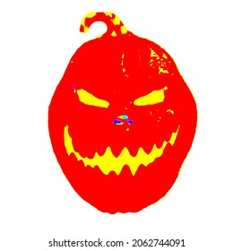 Red evil halloween logo vector simple design.