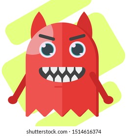 Red Evil monster vector icon logo illustration and design. Fictional character that illustrate a computer virus . Creature concept element.  Can be used for web and mobile. Suitable for infographic