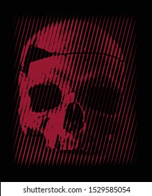 red evil skull halftone line vector for t shirt design