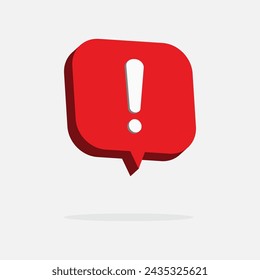 Red exclamation 3d warning mark important symbol attention icon caution sign alert danger problem ui illustration design vector