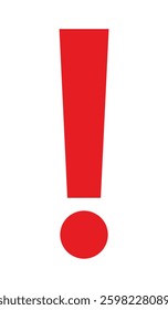 Red exclamation - caution icon vector design template. Red warning sign, attention, alert symbol isolated on a white background.