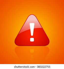 Red exclamation danger icon illustration isolated on yellow background